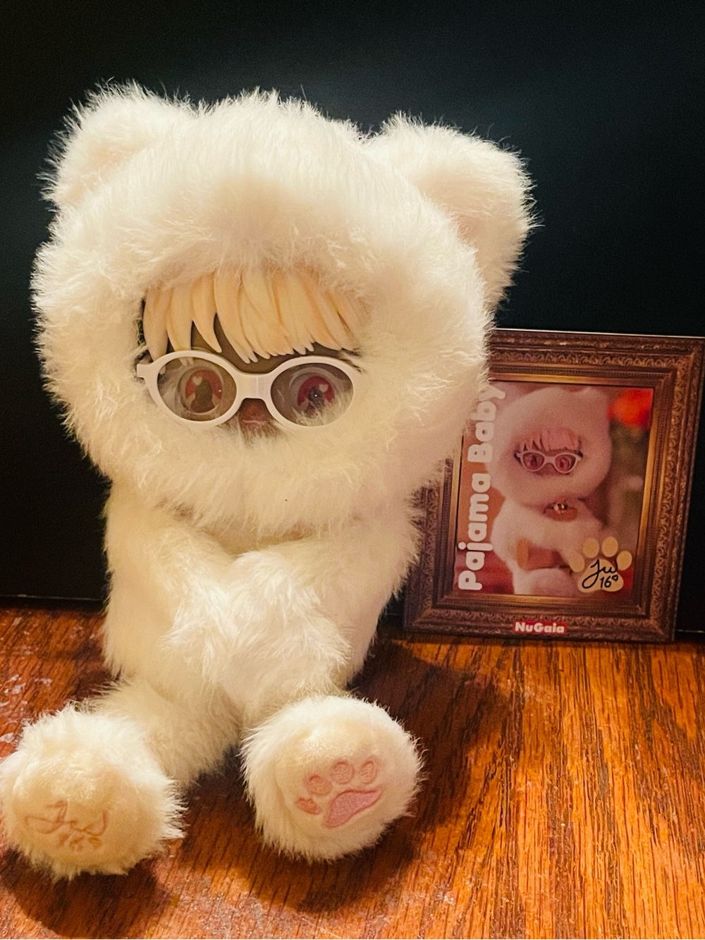 Pajama Baby Plush Cat in Cream with Sunglasses